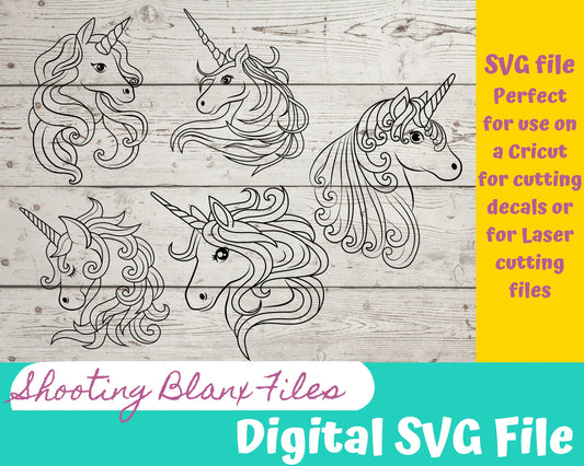 Unicorn bundle SVG files perfect for Cricut, Cameo, or Silhouette also for laser engraving Glowforge, Horse, imaginary