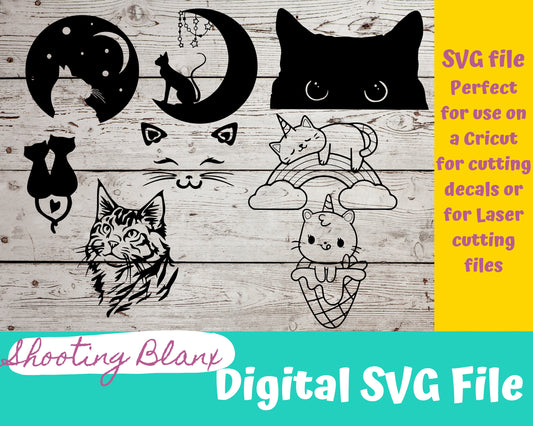 Cat SVG file perfect for Cricut, Cameo, or Silhouette also great for laser cutting Glowforge , kitten, animals, cat lovers, cartoon