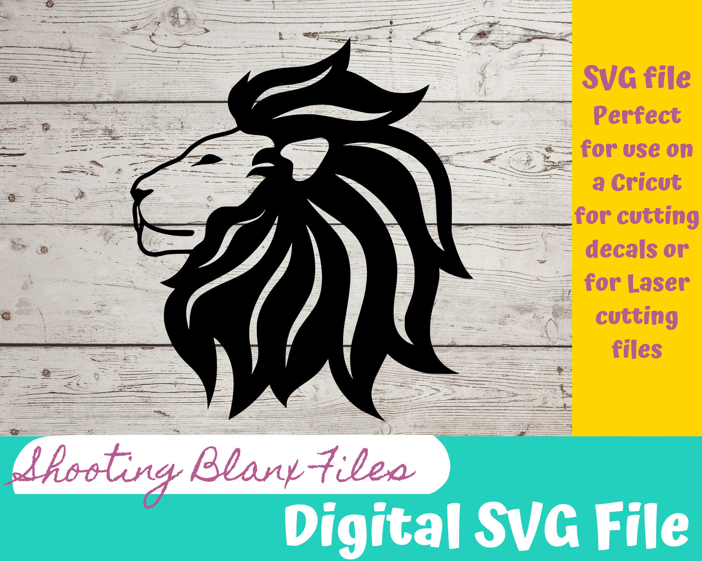 Lion Side Profile SVG files perfect for Cricut, Cameo, or Silhouette also for laser engraving Glowforge animal, graphic, line art
