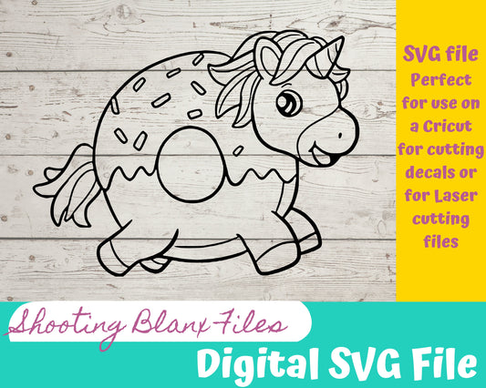 Donut Unicorn SVG file perfect for Cricut, Cameo, or Silhouette also great for laser engraving Glowforge , horse