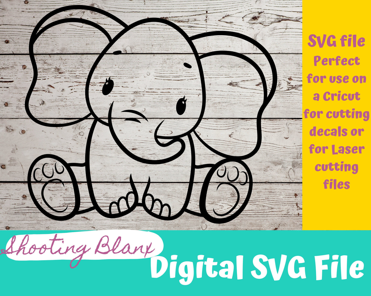 Elephant baby SVG file perfect for Cricut, Cameo, or Silhouette also engraving Glowforge, baby shower