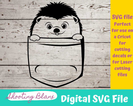 Pocket Hedgehog Buddy SVG file perfect for Cricut, Cameo, or Silhouette also for laser engraving Glowforge, pet, animal