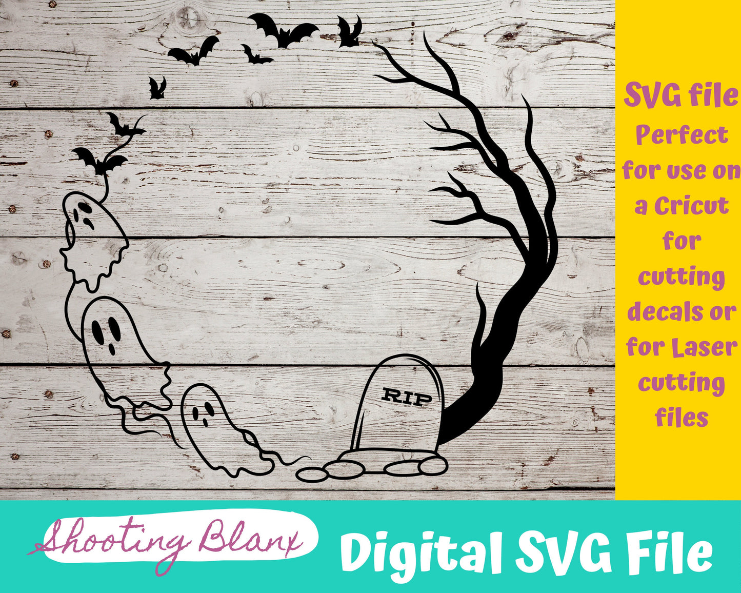 Halloween Circle Graveyard Frame bundle SVG files perfect for Cricut, Cameo, or Silhouette also for laser engraving Glowforge, horror