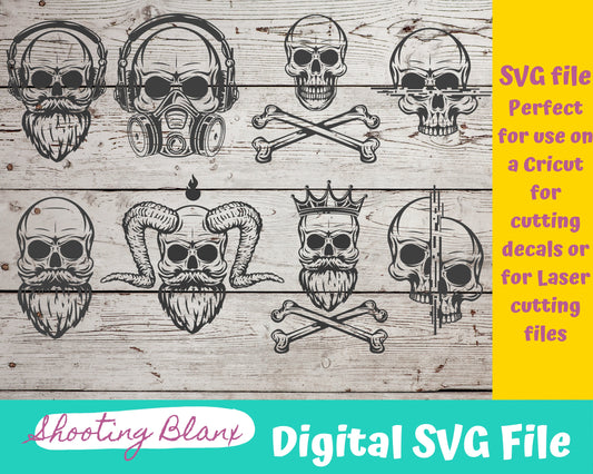 Manly Skeleton Tattoo Art bundle SVG files perfect for Cricut, Cameo, or Silhouette also for laser engraving Glowforge, horror, spooky