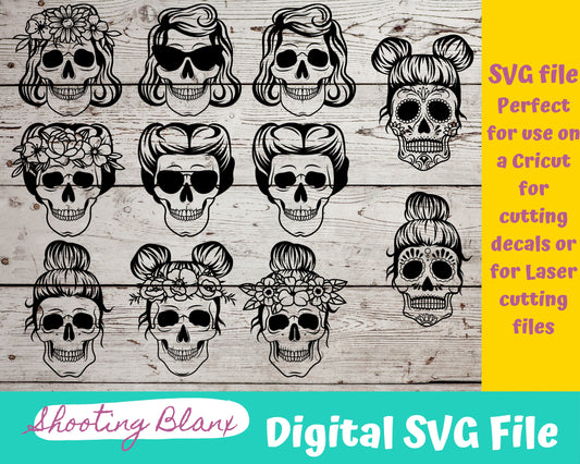 Womanly Skeleton Tattoo Art bundle SVG files perfect for Cricut, Cameo, or Silhouette also for laser engraving Glowforge, horror, spooky