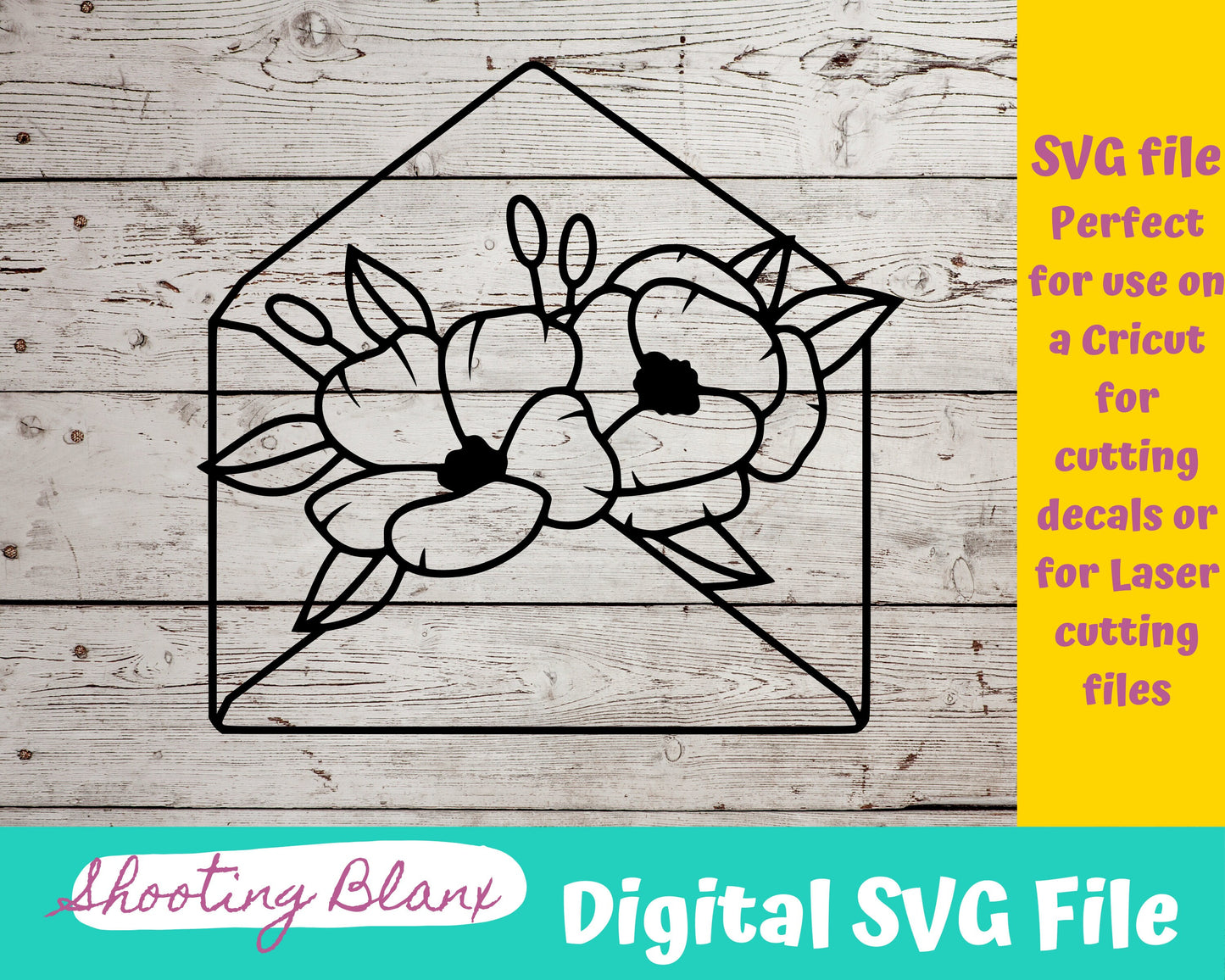 Flower Envelopes SVG bundle file perfect for Cricut, Cameo, or Silhouette also engraving Glowforge, baby shower, love, sign