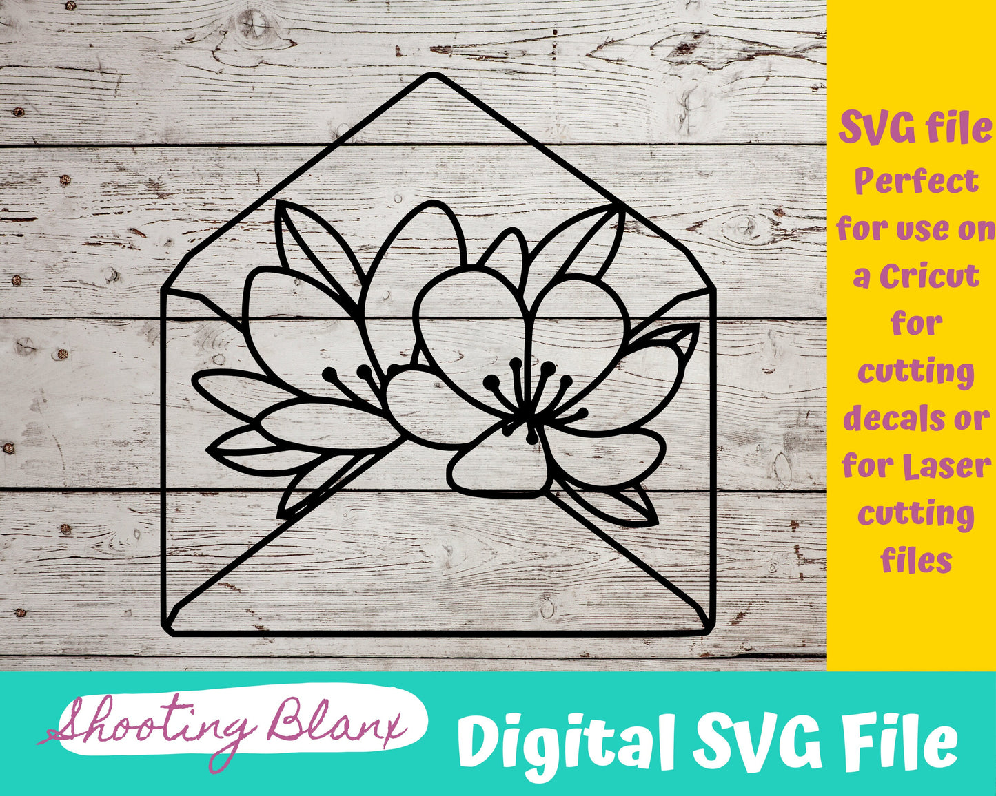 Flower Envelopes SVG bundle file perfect for Cricut, Cameo, or Silhouette also engraving Glowforge, baby shower, love, sign