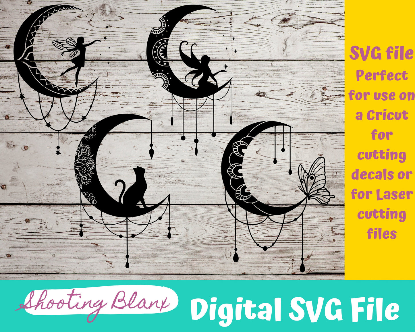 Moon Mandela Bundle SVG files perfect for Cricut, Cameo, or Silhouette also for laser engraving Glowforge, Wedding, Fancy