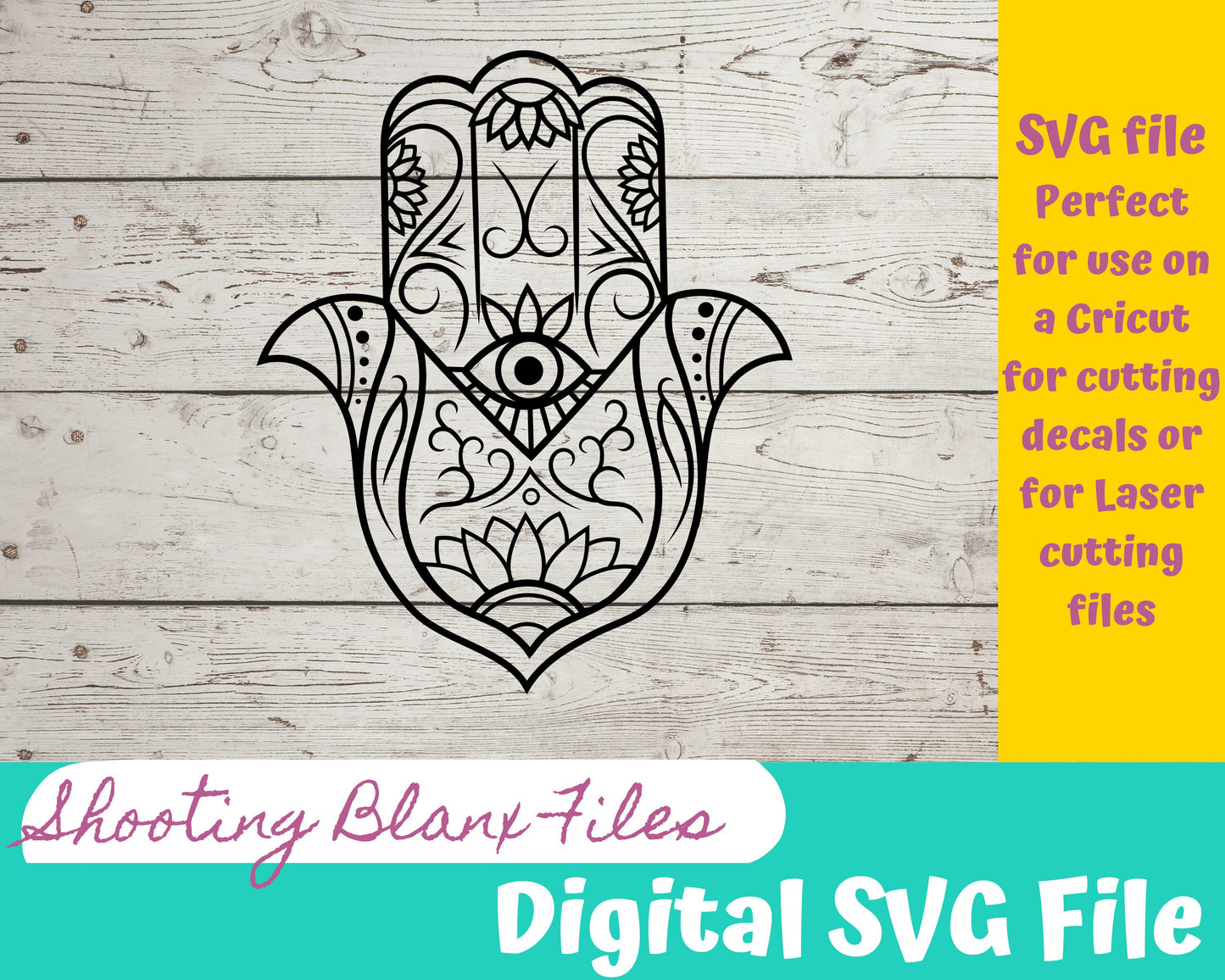 Hamsa and Tranquility bundle SVG files perfect for Cricut, Cameo, or Silhouette also for laser engraving Glowforge, Hand, Mandela