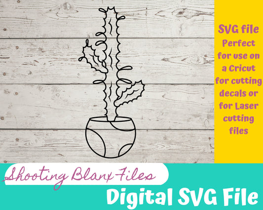 Plant SVG file perfect for Cricut, Cameo, or Silhouette, laser engraving Glowforge, cactus, house plants, garden, cactus, gardening