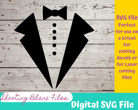 Tuxedo SVG file perfect for Cricut, Cameo, or Silhouette, laser engraving Glowforge, Wedding, best man, groomsmen, groom