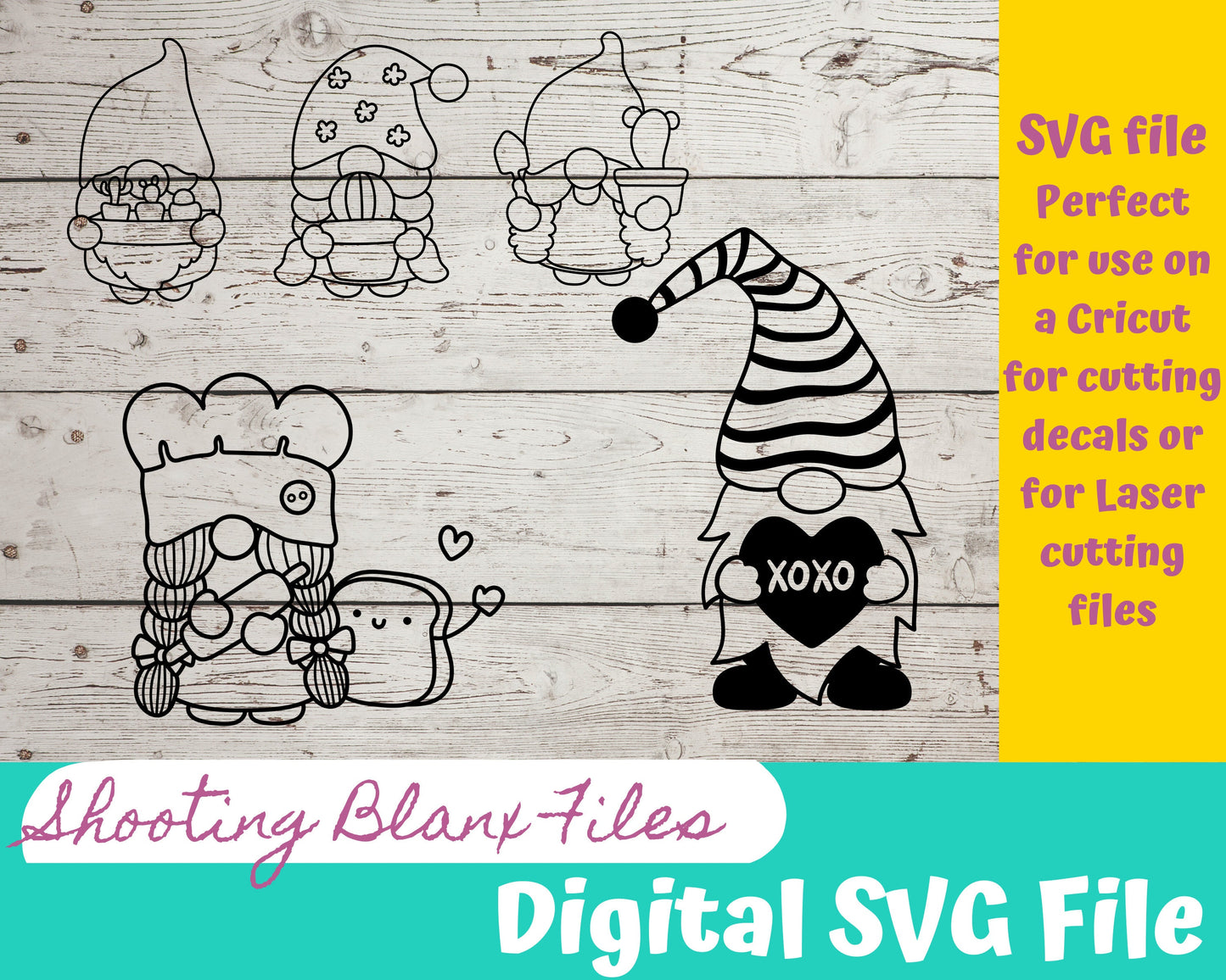 Gnome / Elf  bundle SVG files perfect for Cricut, Cameo, or Silhouette also for laser engraving Glowforge, Christmas, Holiday, garden, home