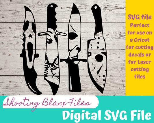 Horror Knife SVG file perfect for Cricut, Cameo, or Silhouette also for laser engraving Glowforge, cutting board, Jason, Halloween, scary
