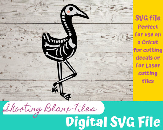Flamingo Skeleton SVG file perfect for Cricut, Cameo, or Silhouette also for laser engraving Glowforge, Scary, Halloween, animal