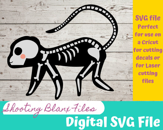 Monkey Skeleton SVG file perfect for Cricut, Cameo, or Silhouette also for laser engraving Glowforge, Scary, Halloween, animal