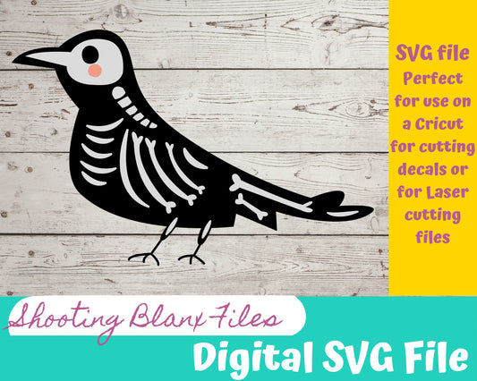 Pigeon Skeleton SVG file perfect for Cricut, Cameo, or Silhouette also for laser engraving Glowforge, Scary, Halloween, animal, bird