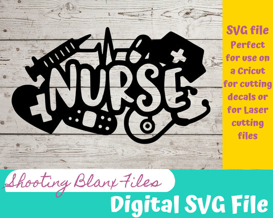 Nurse Art file perfect for Cricut, Cameo, or Silhouette also for laser engraving Glowforge, decal template shirts svg, mug, coffee, scrubs