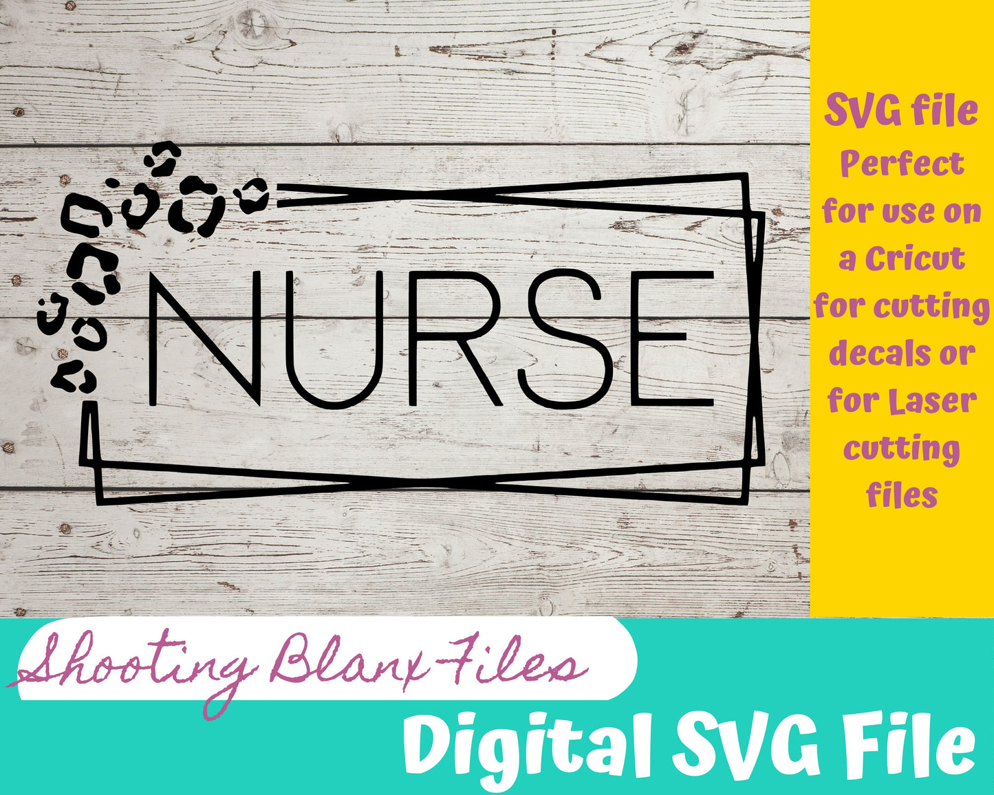 Nurse Leopard print file perfect for Cricut, Cameo, or Silhouette also for laser engraving Glowforge, decal template shirts svg, mug, Scrubs