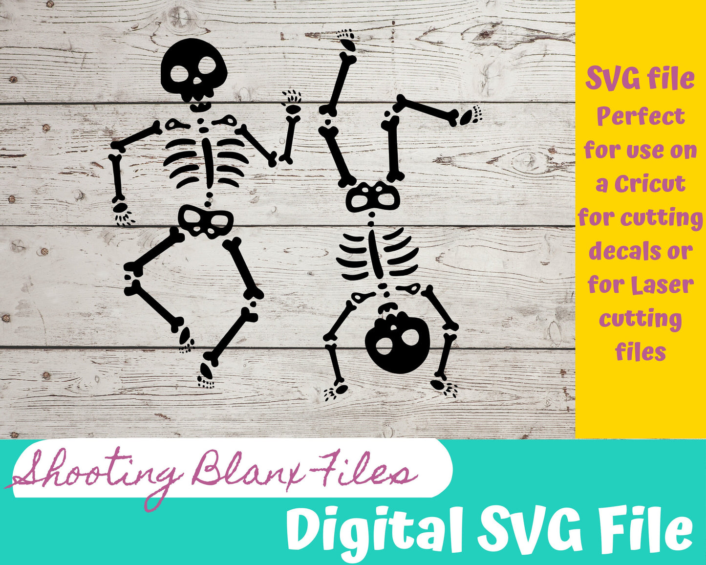 Dancing Skeletons SVG file for Cricut - laser engraving Glowforge, Scary, Halloween, Minimalistic, Halloween, Skull