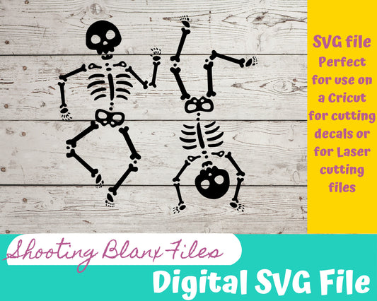 Dancing Skeletons SVG file for Cricut - laser engraving Glowforge, Scary, Halloween, Minimalistic, Halloween, Skull