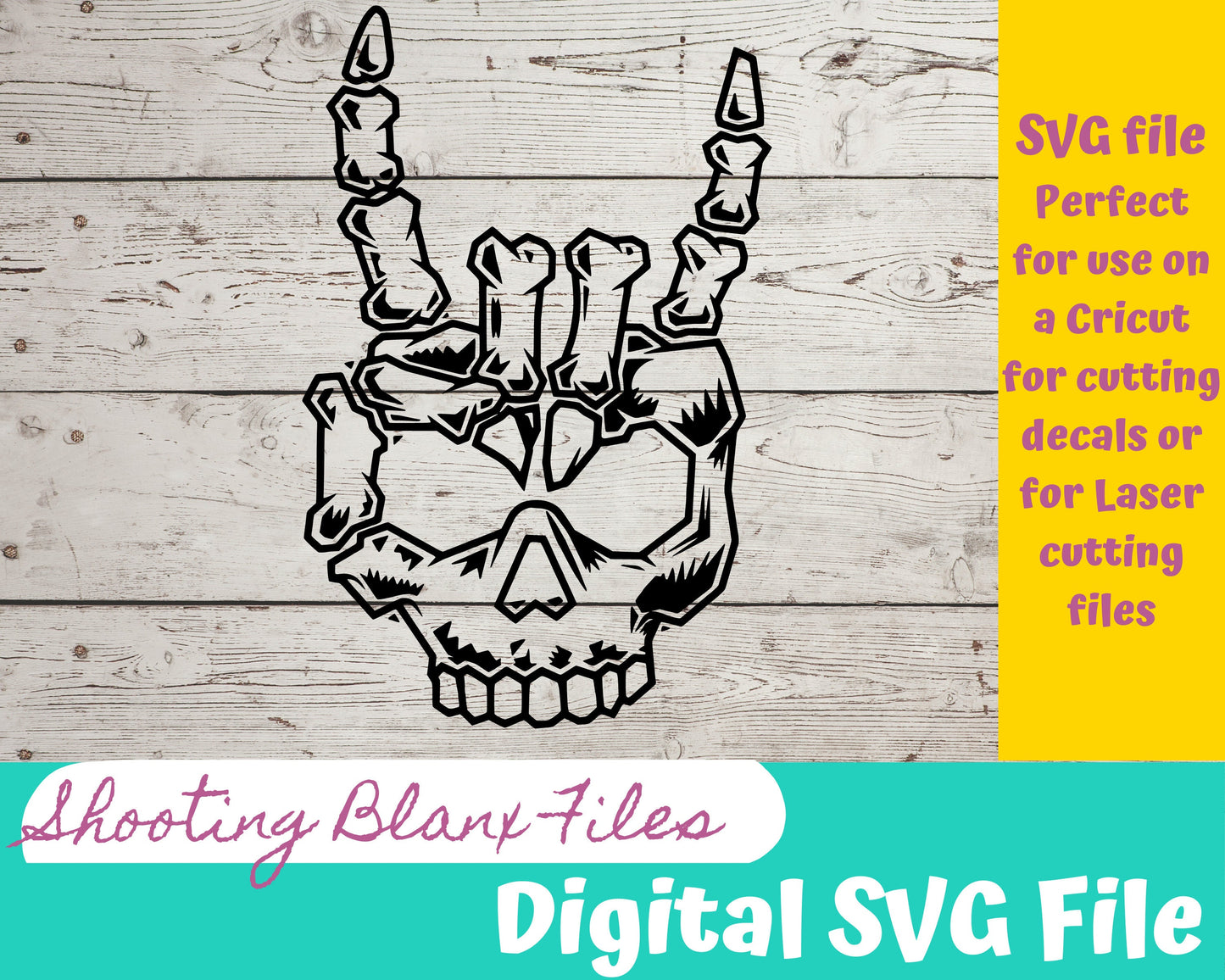 Rock on Skeleton SVG file for Cricut - laser Glowforge, Scary, Minimalistic, Halloween, Classic, Scary movies, Witch, Rock n Roll