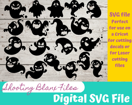 Cute Ghost Ghouls SVG file for Cricut - laser Glowforge, Scary, Minimalistic, Halloween, Classic, Scary movies, Boo