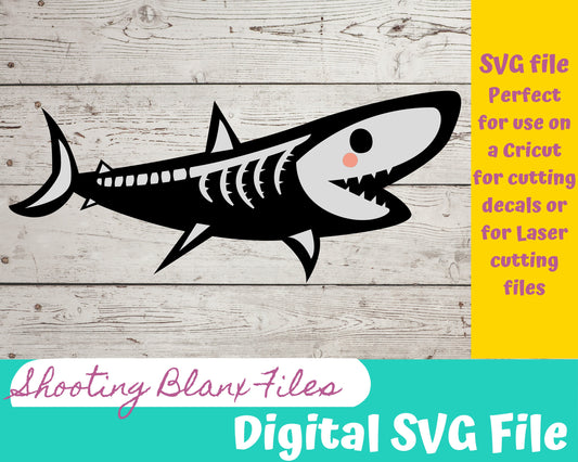 Shark Skeleton SVG file perfect for Cricut, Cameo, or Silhouette also for laser engraving Glowforge, Scary, Halloween, Ocean, Sea, Beach