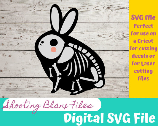 Rabbit Skeleton SVG file perfect for Cricut, Cameo, or Silhouette also for laser engraving Glowforge, Scary, Halloween, animal, easter