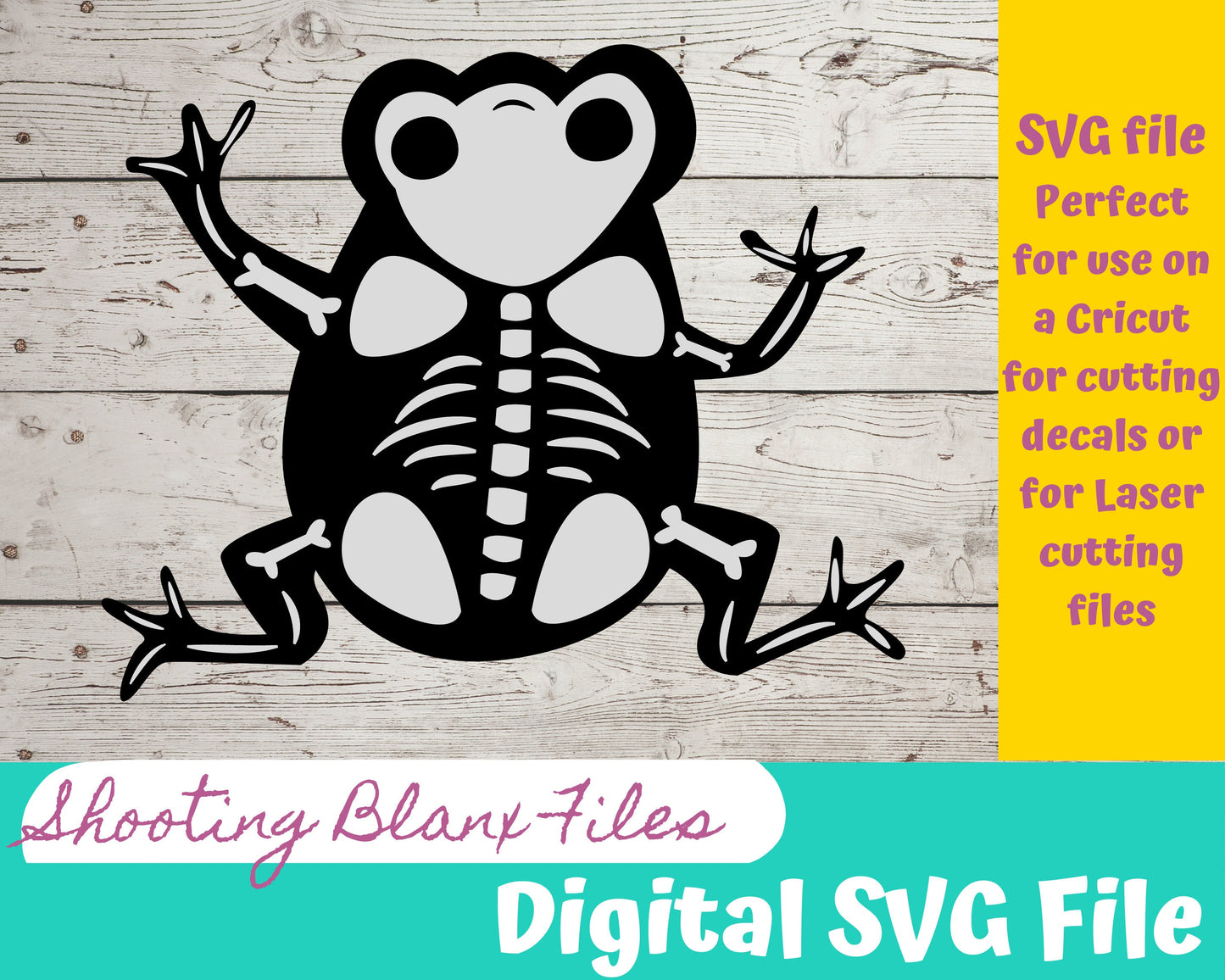 Frog Skeleton SVG file perfect for Cricut, Cameo, or Silhouette also for laser engraving Glowforge, Scary, Halloween, animal