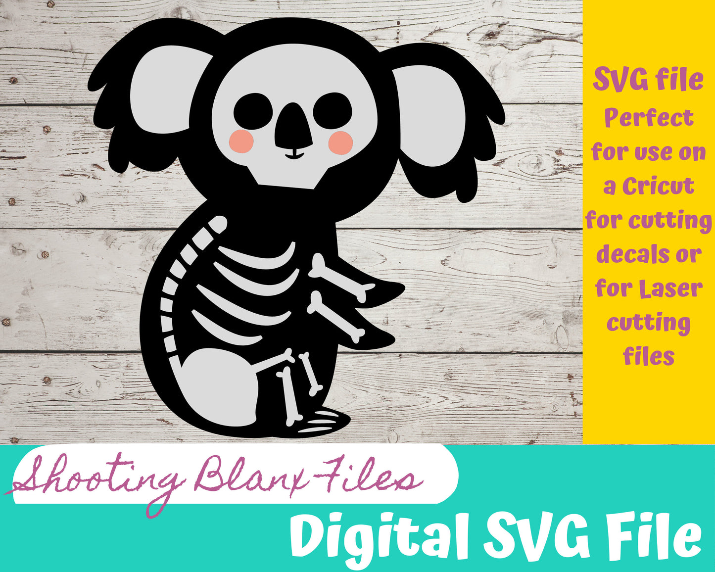 Koala Skeleton SVG file perfect for Cricut, Cameo, or Silhouette also for laser engraving Glowforge, Scary, Halloween, animal