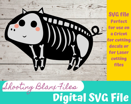 Pig Skeleton SVG file perfect for Cricut, Cameo, or Silhouette also for laser engraving Glowforge, Scary, Halloween, animal