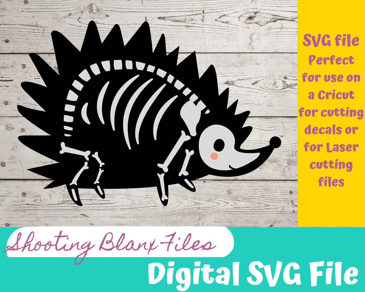 Porcupine Skeleton SVG file perfect for Cricut, Cameo, or Silhouette also for laser engraving Glowforge, Scary, Halloween, animal