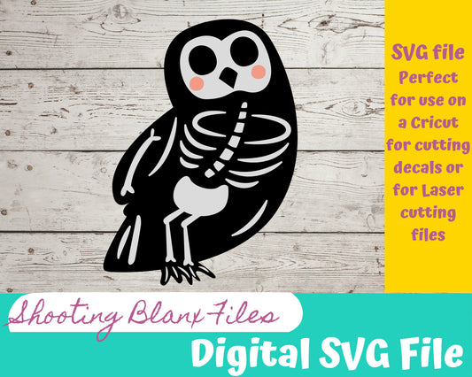 Owl Skeleton SVG file perfect for Cricut, Cameo, or Silhouette also for laser engraving Glowforge, Scary, Halloween, animal, Bird