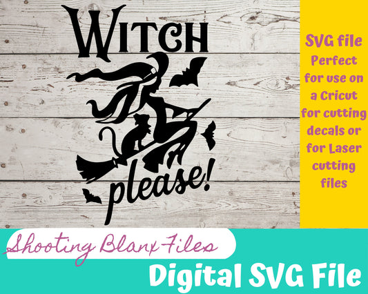 Witch Please SVG file for Cricut - laser engraving Glowforge, Scary, Halloween, Minimalistic, Halloween, Skull