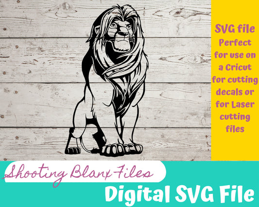 Lion Full Body SVG file for Cricut - laser engraving Glowforge, animal, lion, king of the jungle, pride