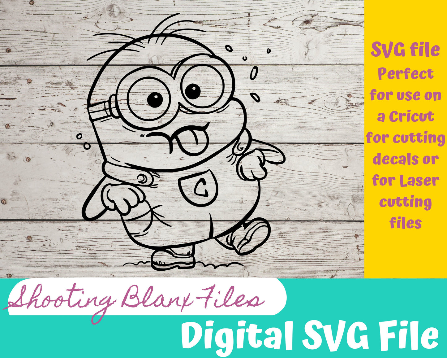 Yellow midget SVG file perfect for Cricut, Cameo, or Silhouette also for laser engraving Glowforge, Cartoon, Banana