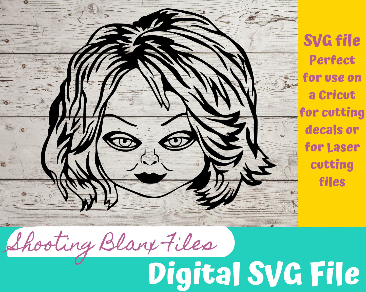 Bride of a evil doll SVG file perfect for Cricut, Cameo, or Silhouette also for laser engraving Glowforge, Scary, Halloween, Tiffany