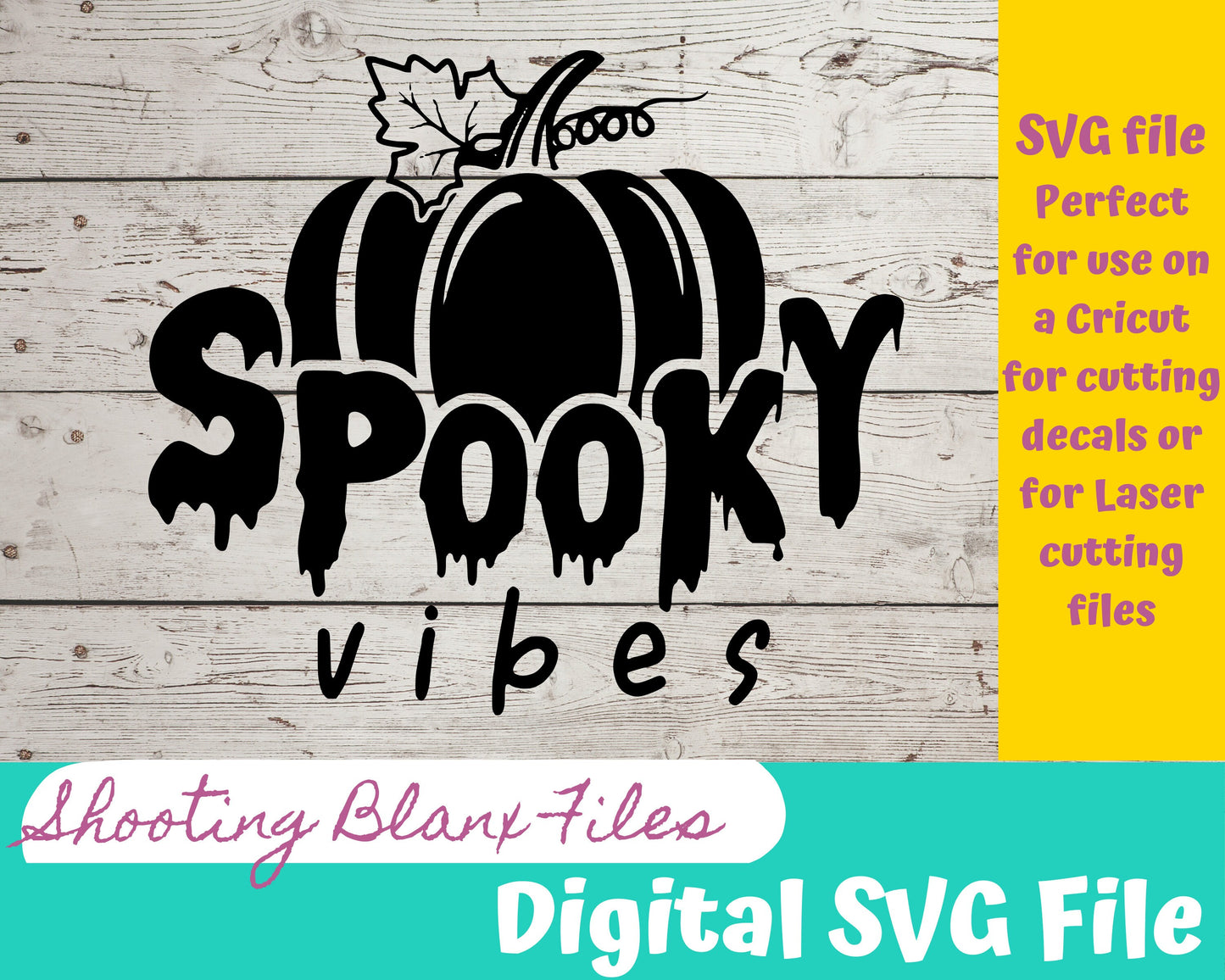 Spooky Vibes SVG file for Cricut - laser engraving Glowforge, Scary, Halloween, Minimalistic, Halloween, Horror, phrase, saying