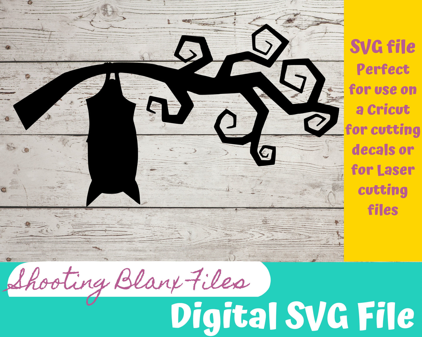 Hanging Bat SVG file for Cricut - laser engraving Glowforge, Scary, Halloween, Minimalistic, Halloween, Horror, phrase, saying