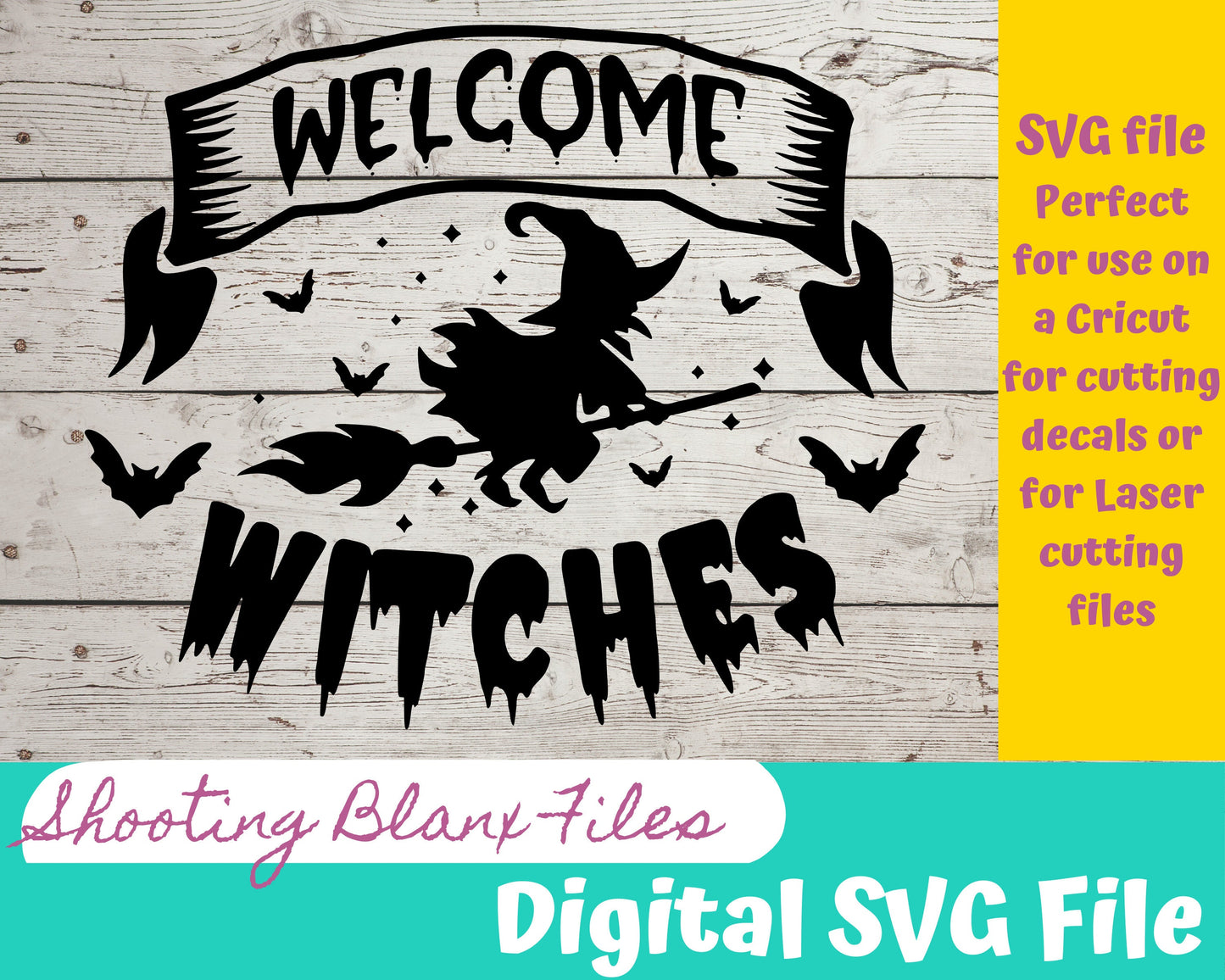 Welcome Witches SVG file for Cricut - laser engraving Glowforge, Scary, Halloween, Minimalistic, Halloween, Horror, phrase, saying