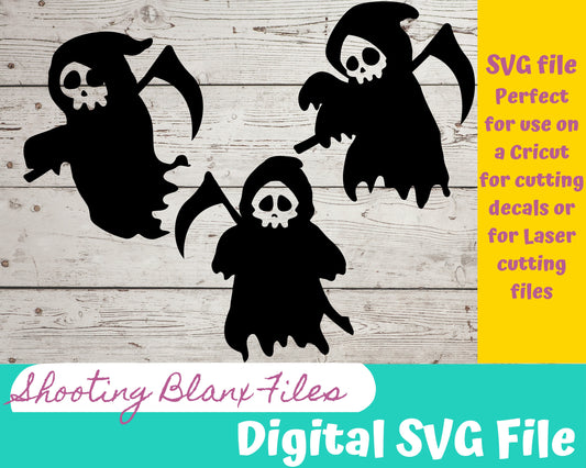 Grim Reaper SVG file for Cricut and laser engraving Glowforge, Scary, Halloween, Minimalistic, Halloween, Cartoon Grim
