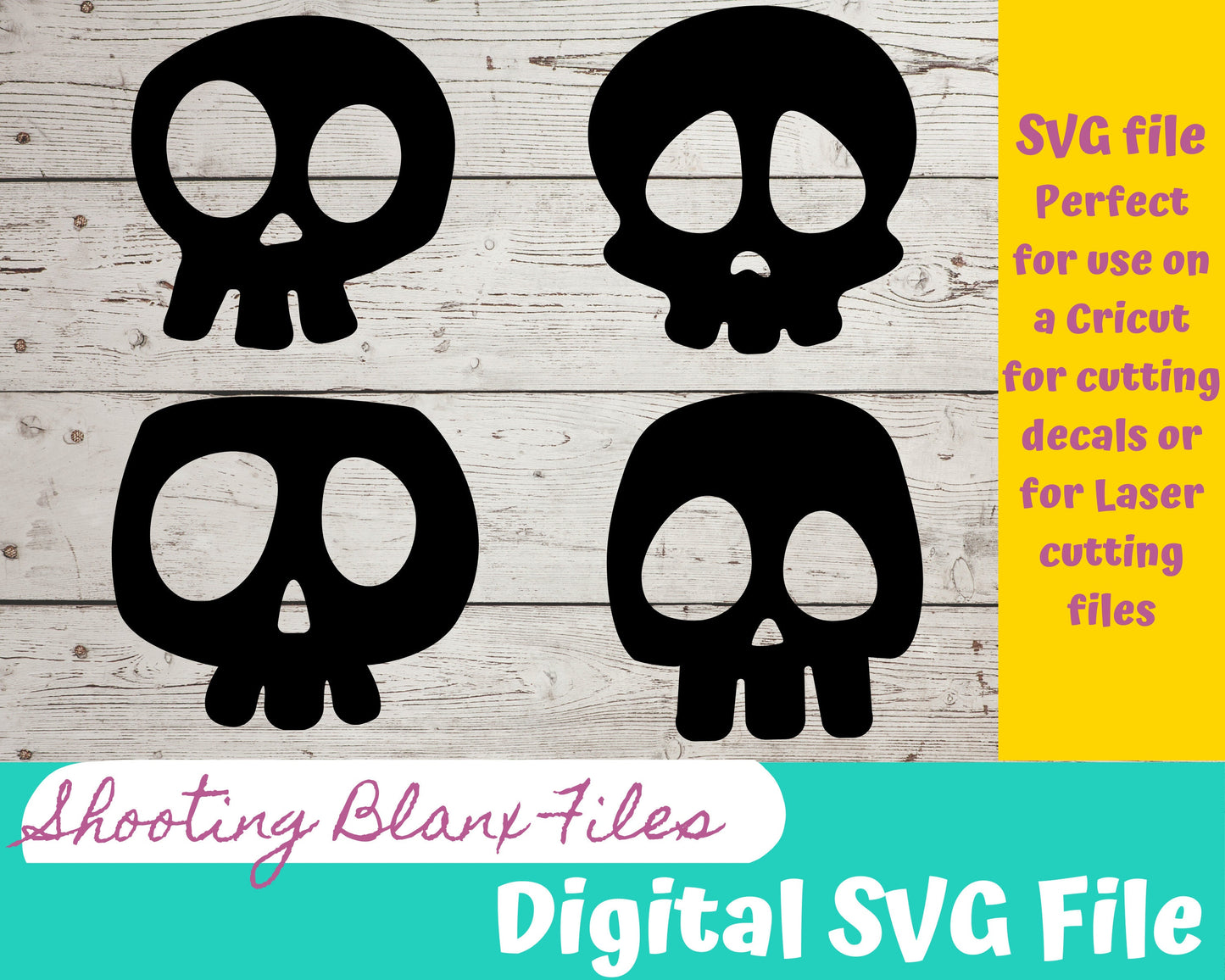 Cartoon Skull Skeleton  SVG file for Cricut and laser engraving Glowforge, Scary, Halloween, Minimalistic, Halloween, Cute Skulls