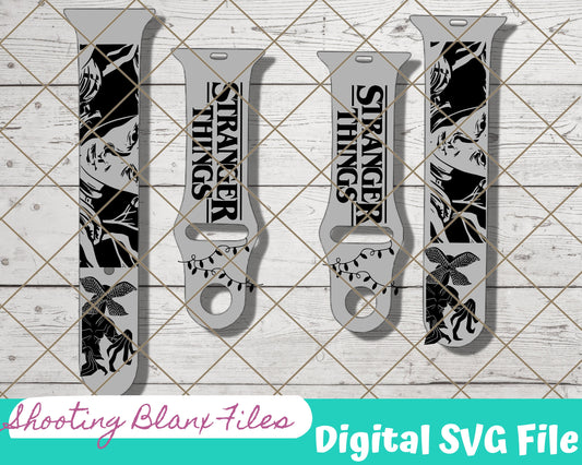 Strange Things Watch band, SVG Digital File for Watch bands, laser file, Glowforge file, engraving file, Alien, Halloween Watch band