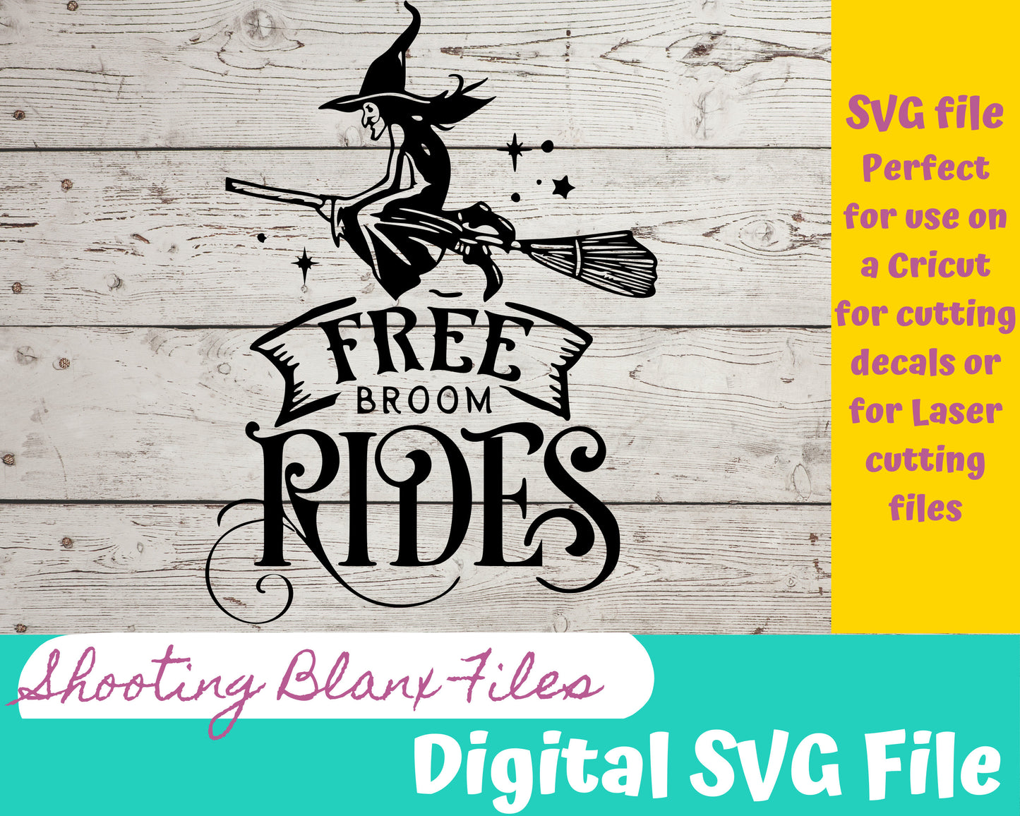 Free Broom Rides SVG file for Cricut - laser engraving Glowforge, Scary, Halloween, Minimalistic, Halloween, Horror, phrase, saying