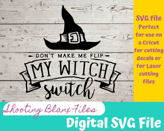 Witch Flip SVG file for Cricut - laser engraving Glowforge, Scary, Halloween, Minimalistic, Halloween, Horror, phrase, saying