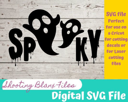Spooky Ghost SVG file for Cricut - laser engraving Glowforge, Scary, Halloween, Minimalistic, Halloween, Horror, phrase, saying