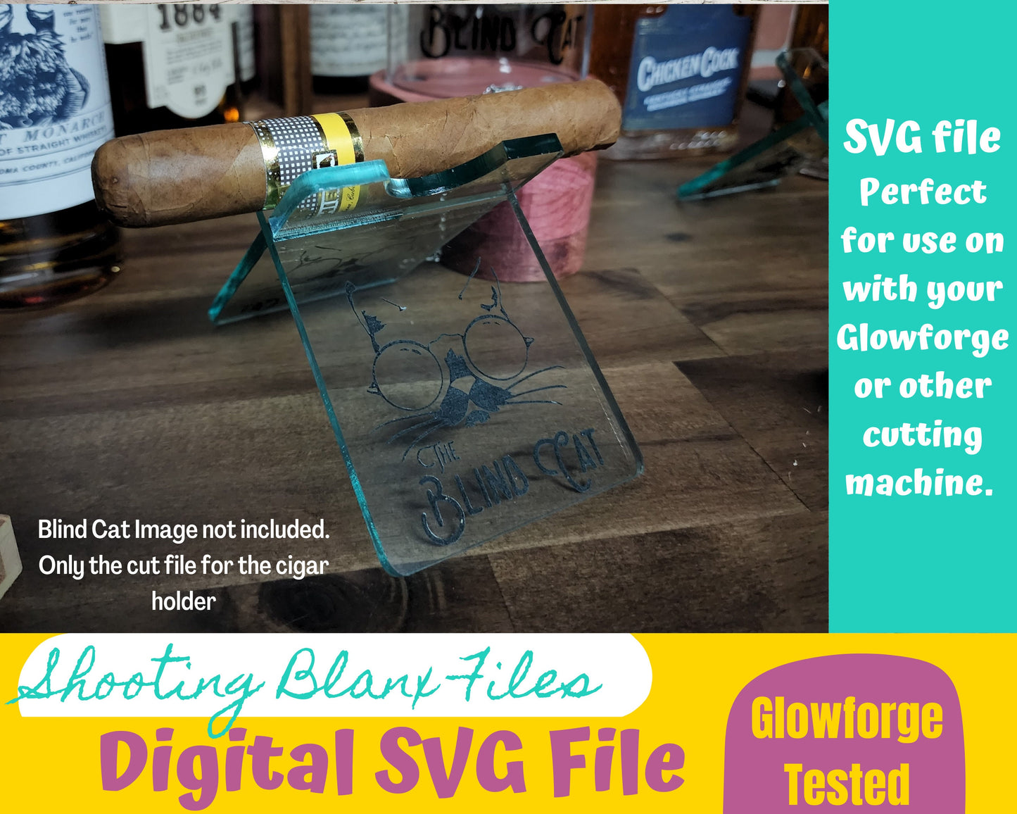 Cigar Holder SVG File only Glowforge File, Cigar Bar, Home Bar, Bar Decor