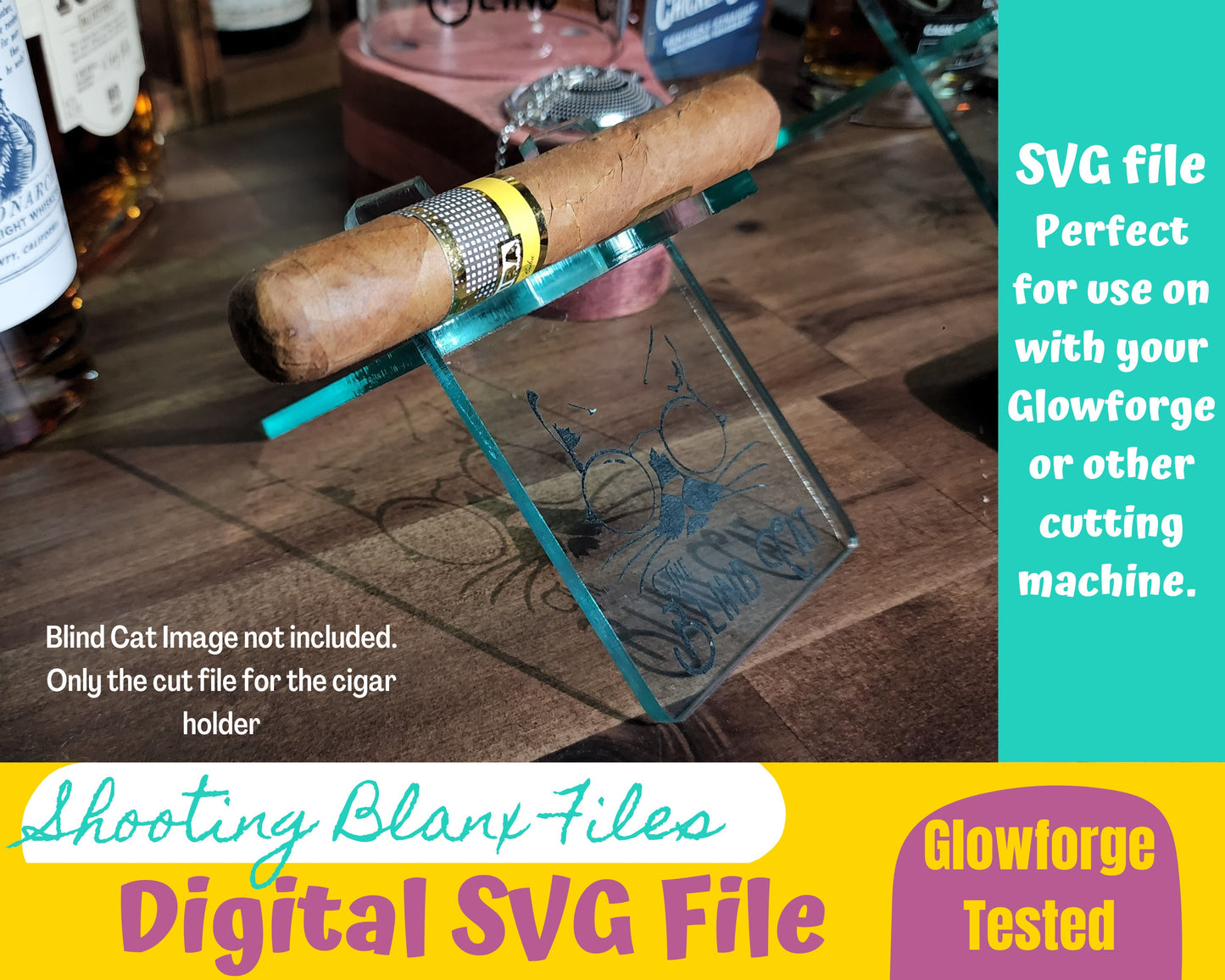 Cigar Holder SVG File only Glowforge File, Cigar Bar, Home Bar, Bar Decor