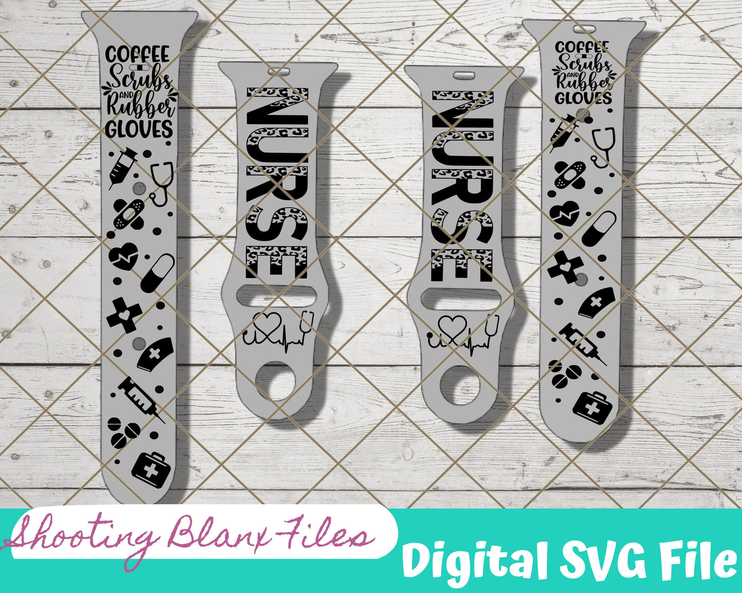 Nurse Doctor Heartbeat Watch band, SVG Digital File for Watch bands, laser file, Glowforge file, engraving, Needle, band aid, Cheetah print