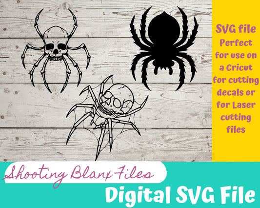 Horror Spiders SVG file for Cricut - laser Glowforge, Scary, Halloween, Minimalistic, Halloween, Classic, Scary movies, Spooky, skull